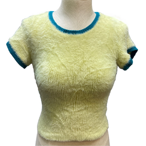 Free People Yellow Fuzzy T Shirt XS